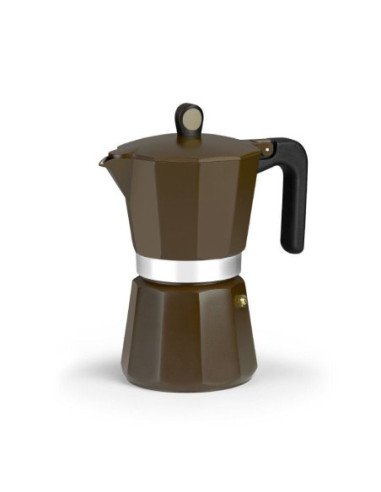 Cafetera italiana monix induction cream m671009/ 9 tazas/ marrón