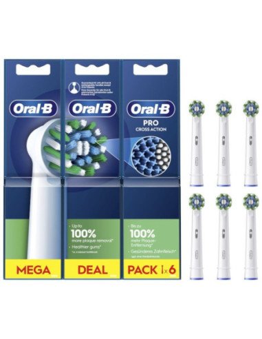 Cabezal de recambio braun para cepillo braun oral-b pro cross action/ pack 6 uds
