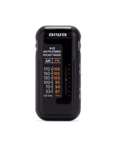 Radio portátil aiwa r-22bk/ con batería/ a pilas/ negra