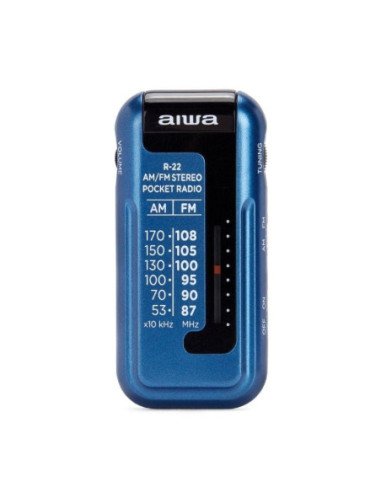 Radio portátil aiwa r-22bl/ con batería/ a pilas/ azul