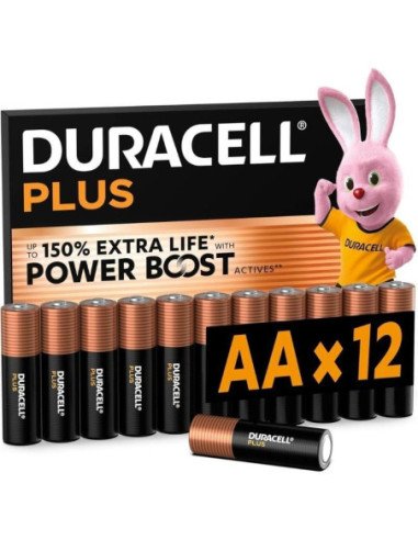 Pack de 12 pilas aa duracell plus power boost dpblr6b12/ 1.5v/ alcalinas