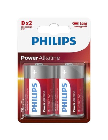 Pack de 2 pilas d philips lr20p2b/05/ 1.5v/ alcalinas