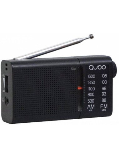 Radio portátil qubo rs-2/ con cable/ a pilas/ negra