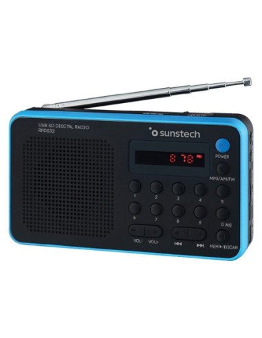 Radio portátil sunstech rpds32bl/ con batería/ negra y azul