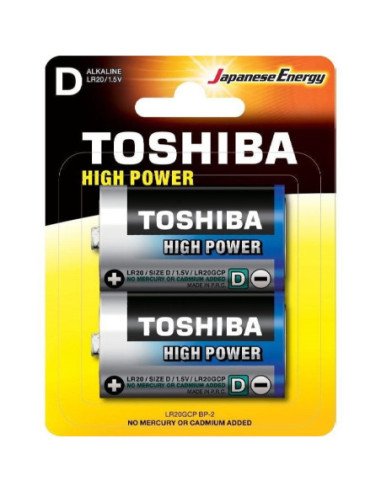 Pack de 2 pilas d 2 toshiba lr20/ 1.5v/ alcalinas