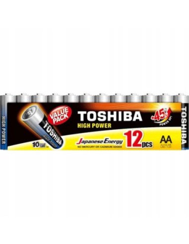 Pack de 12 pilas aa toshiba high power lr6/ 1.5v/ alcalinas