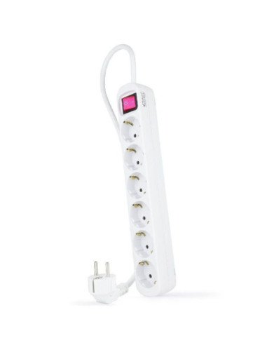 Regleta con interruptor nanocable 10.37.0006/ 6 tomas de corriente/ cable 1.4m/ blanca
